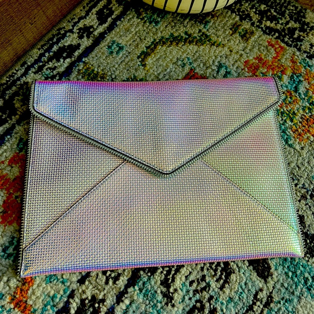 Iridescent Rebecca Minkoff envelop clutch